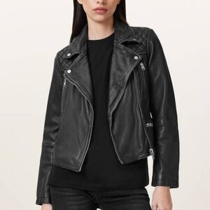 Allsaints Cargo Distressed Leather Biker Jacket